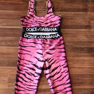 Dolce & Gabbana Pink and Black Tiger Print Leggings